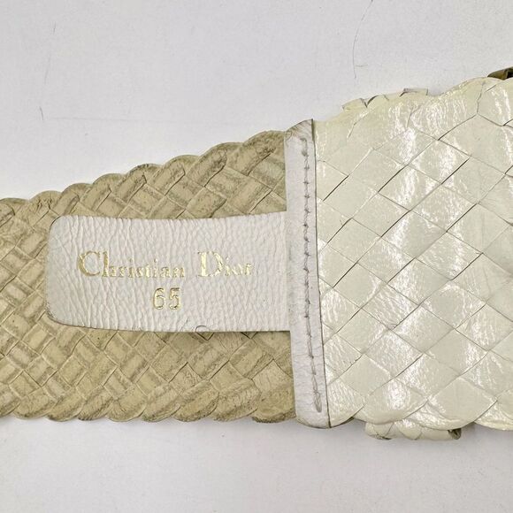 Auth Vtg Christian Dior White Woven Leather Women’s Belt Size US XS Preloved main image 8